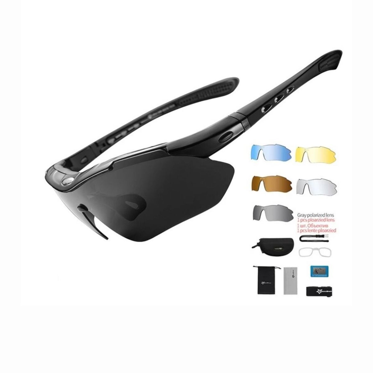 ROCKBROS - Lentes Rockbros Polarizados 5 Micas Negro