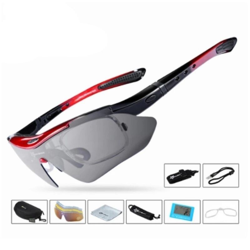ROCKBROS - Lentes Rockbros Polarizados 5 Micas Rojo