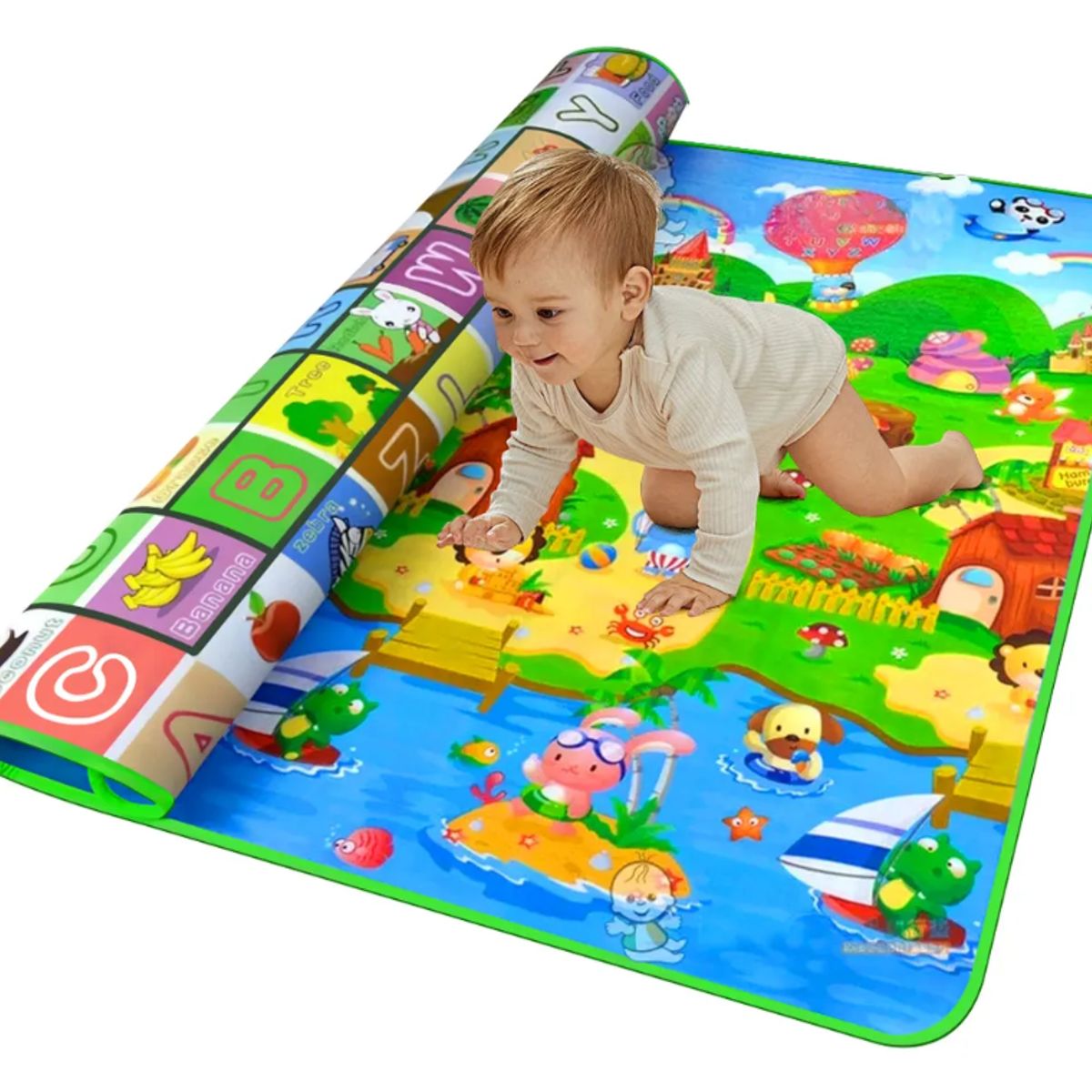 SUPERCENTER - Alfombra Antigolpes Bebes 180x200 Diseño 2 Lados Alfabético