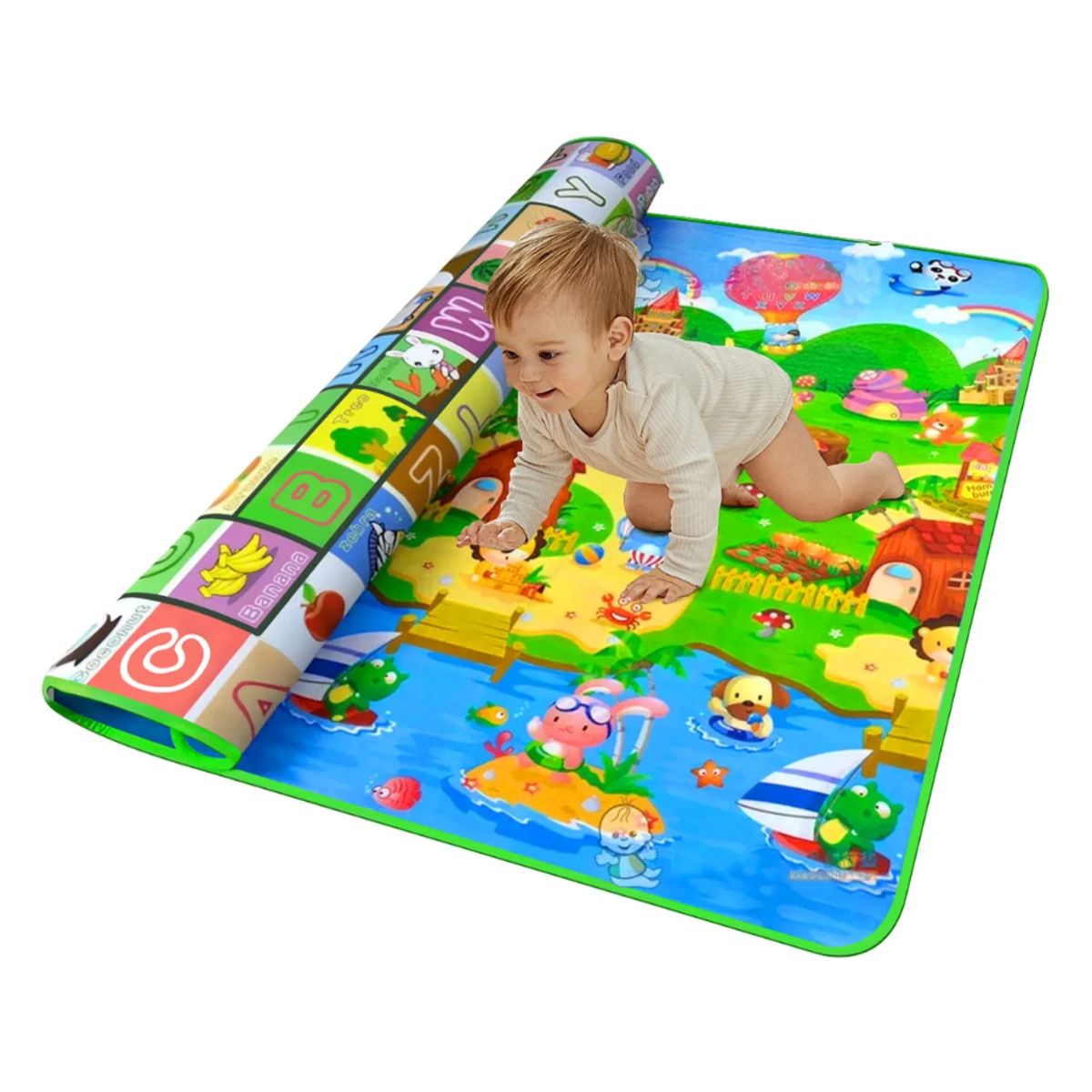 SUPERCENTER - Alfombra Antigolpes Bebes 180x200 Diseño 2 Lados Alfabético