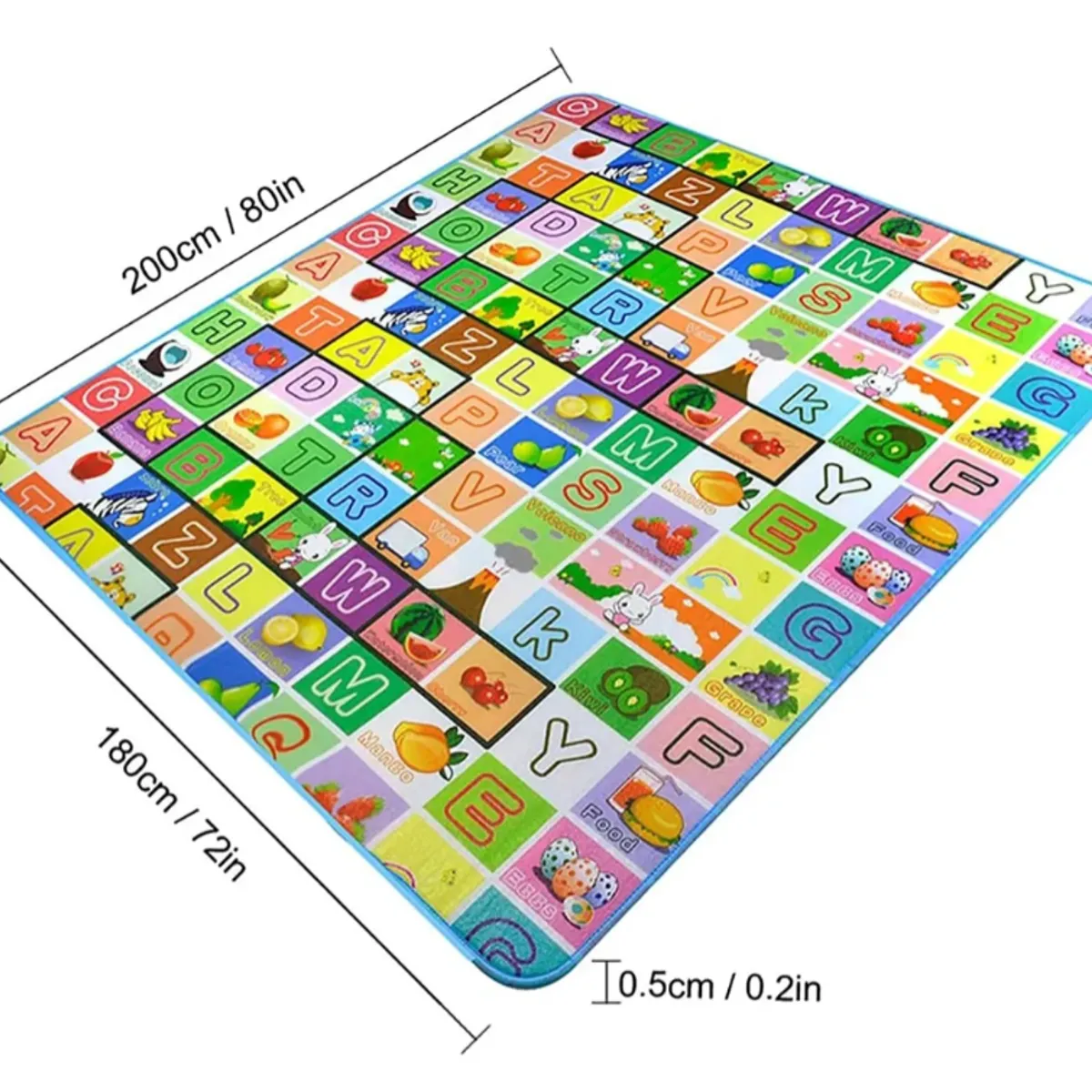 SUPERCENTER - Alfombra Antigolpes Bebes 180x200 Diseño 2 Lados Alfabético