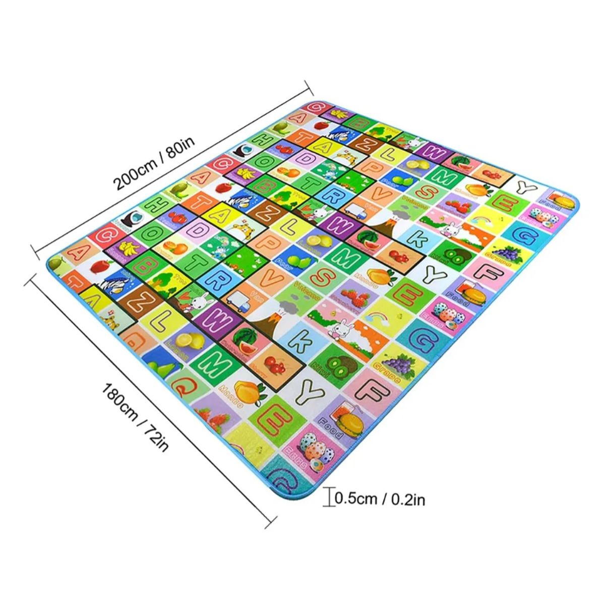 SUPERCENTER - Alfombra Antigolpes Bebes 180x200 Diseño 2 Lados Alfabético