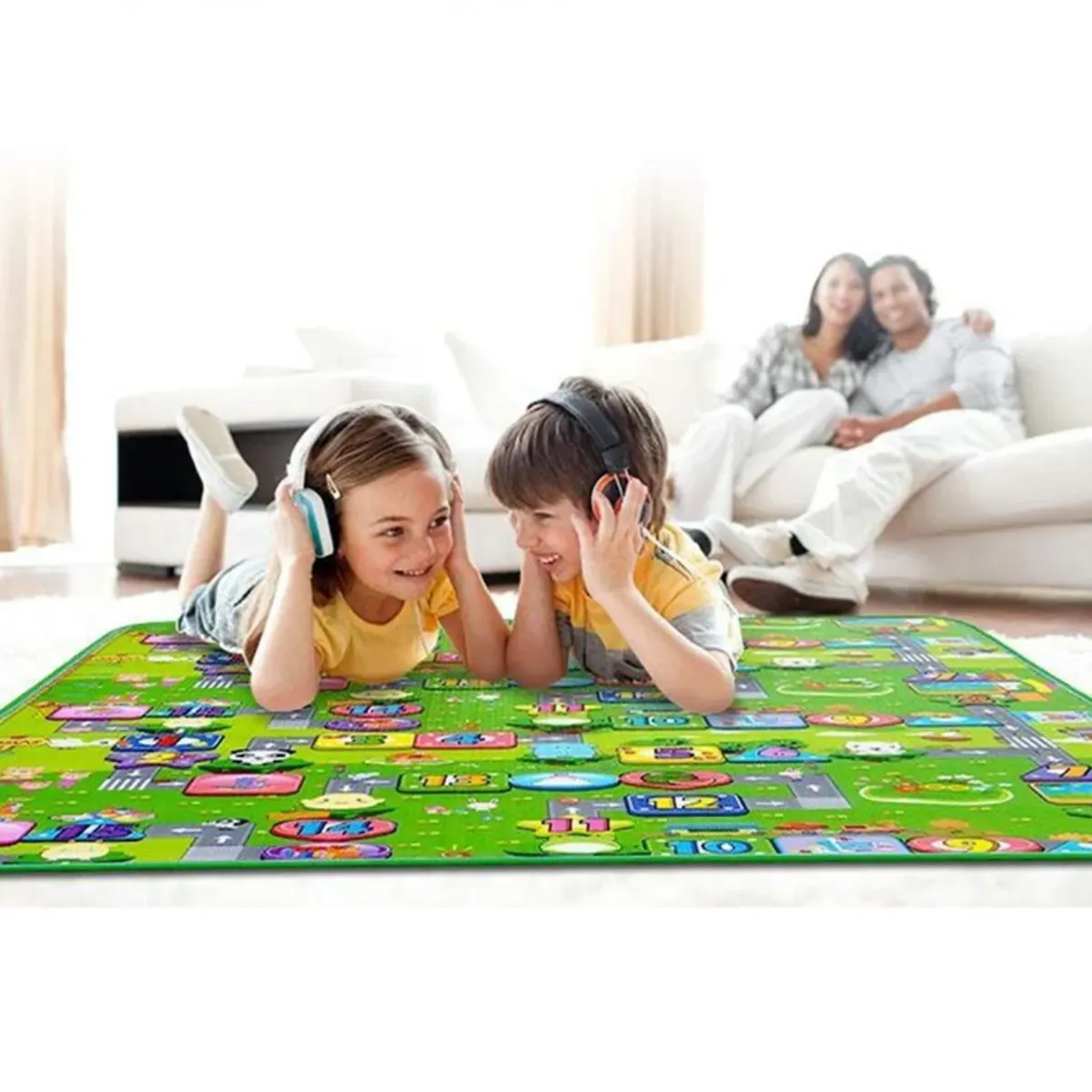 SUPERCENTER - Alfombra Antigolpes Bebes 180x200 Diseño 2 Lados Alfabético