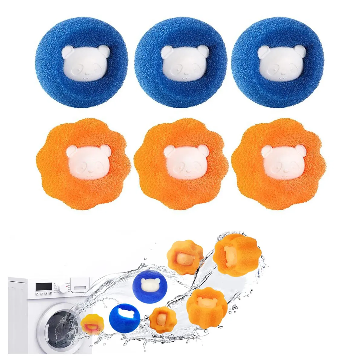 KUANGYE - 6 Bolas Atrapa Pelos De Mascota Mascota En Lavadora