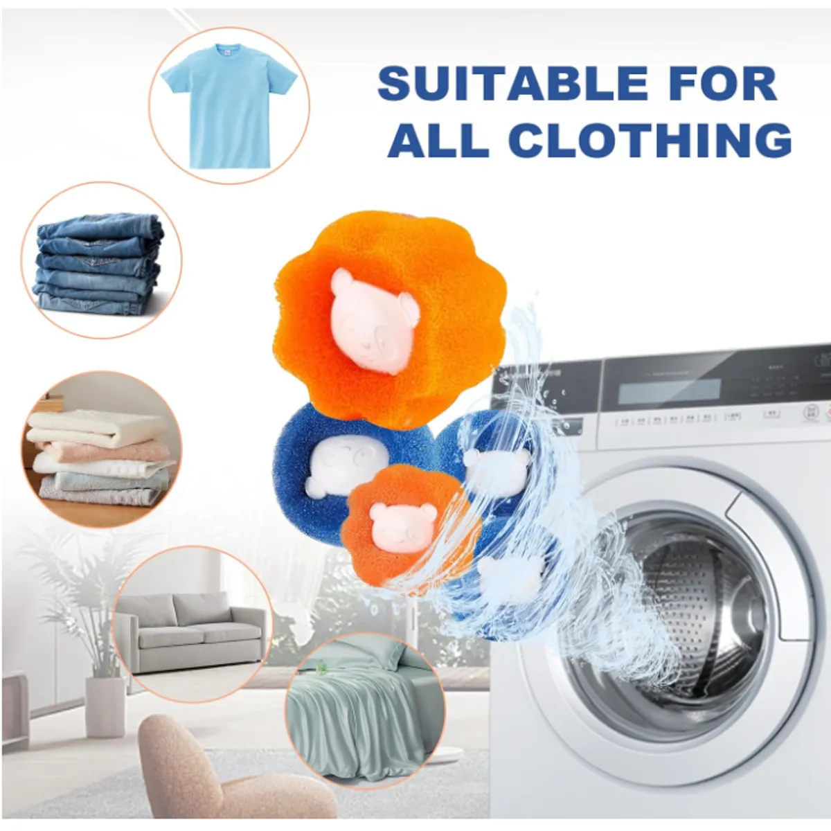 KUANGYE - 6 Bolas Atrapa Pelos De Mascota Mascota En Lavadora