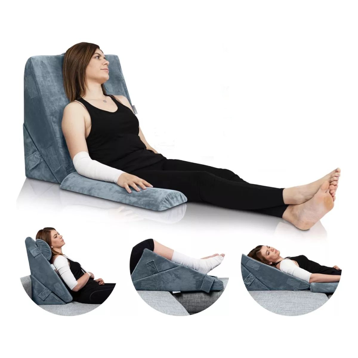VETECASA - Almohada Cojín Espuma Viscoelástica Lumbar Set 3 Piezas