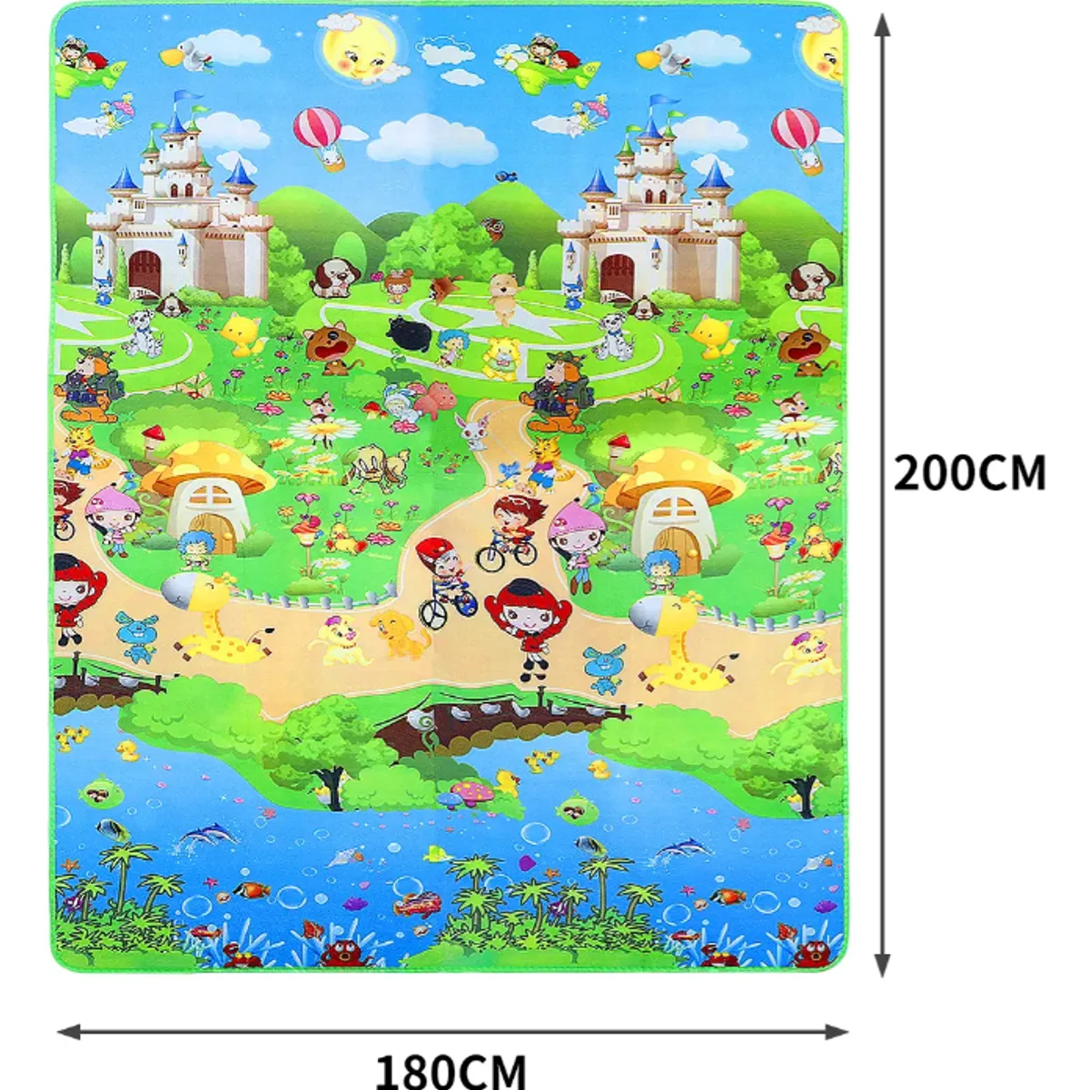 SUPERCENTER - Alfombra Antigolpes Bebes 180x200 Diseño 2 Lados Castillo
