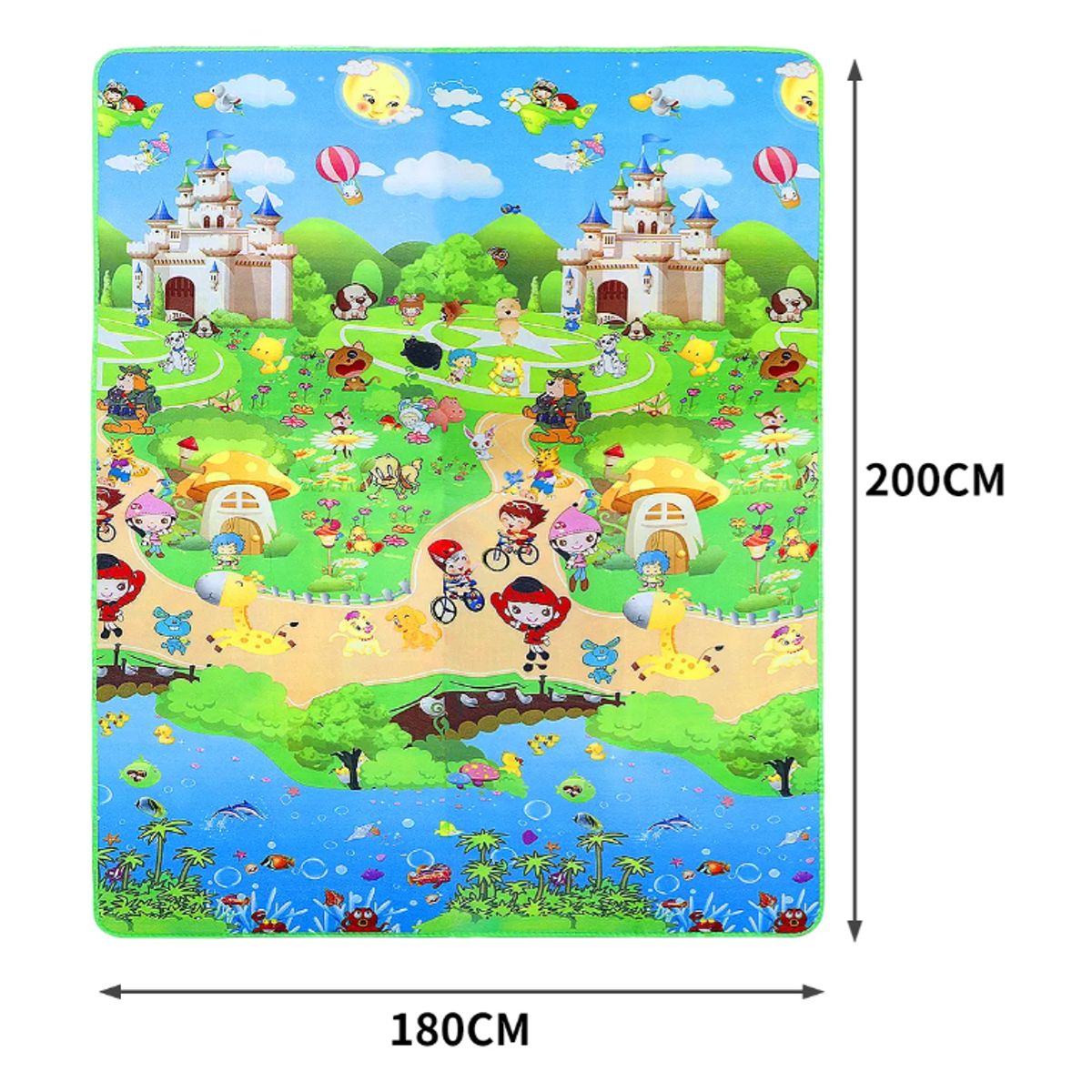SUPERCENTER - Alfombra Antigolpes Bebes 180x200 Diseño 2 Lados Castillo