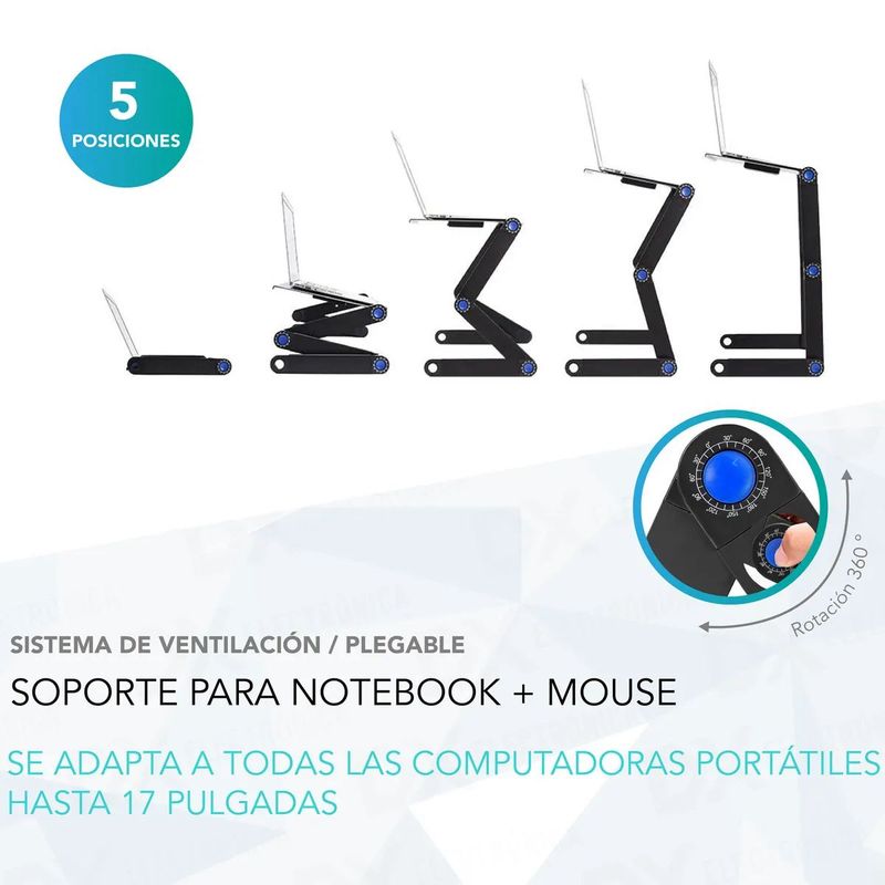 MOVI - MESA PORTÁTIL PARA NOTEBOOK AJUSTABLE Y CON VENTILADOR