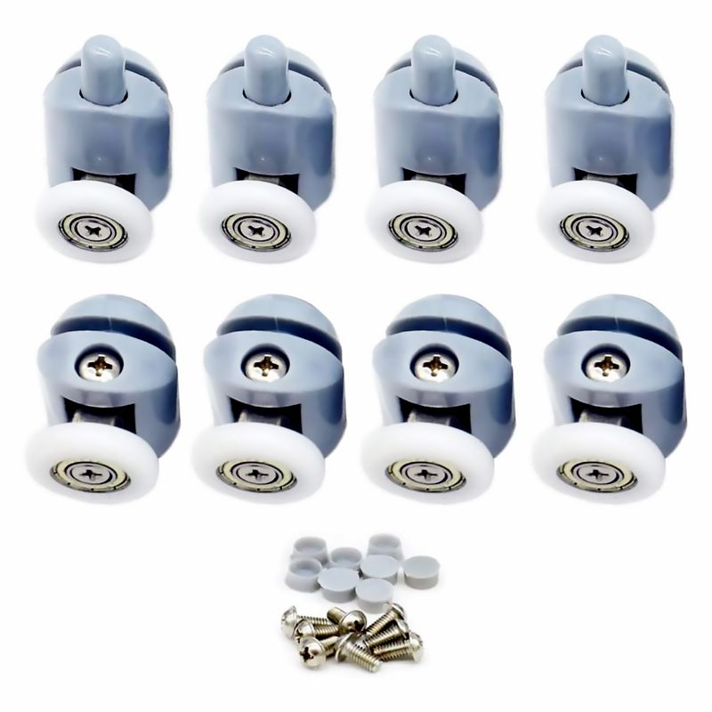GENERICO - 8 Ruedas Para Shower Door, 4 Superiores Doble + 4 Inferiores