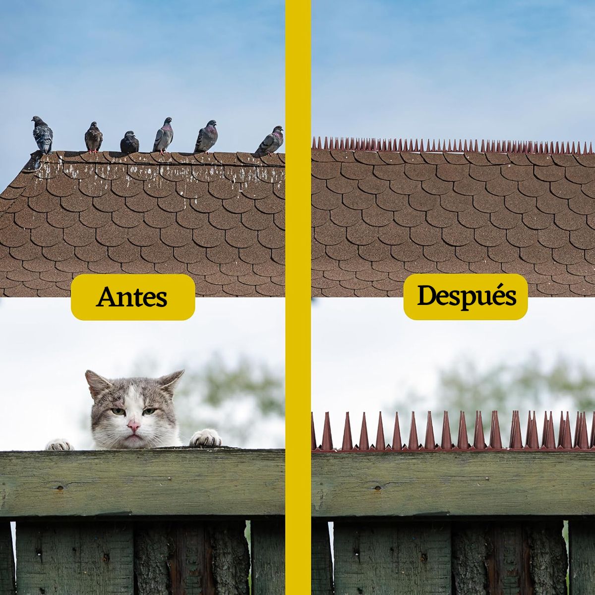 GENERICO - Pack 8 Púas Repelente Palomas Anti Aves Pajaros Ahuyentador