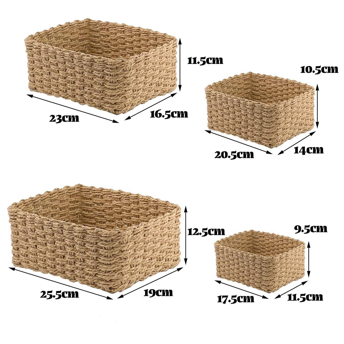 GENERICO - 4pc Cuatro Cestas De Almacenaje Ecológicas De Estilo Rústico