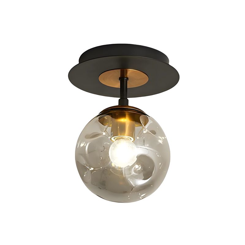 MMDH - Lujo Metal Gris Cristal Globo LED Lámpara de Techo