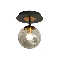 MMDH - Lujo Metal Gris Cristal Globo LED Lámpara de Techo
