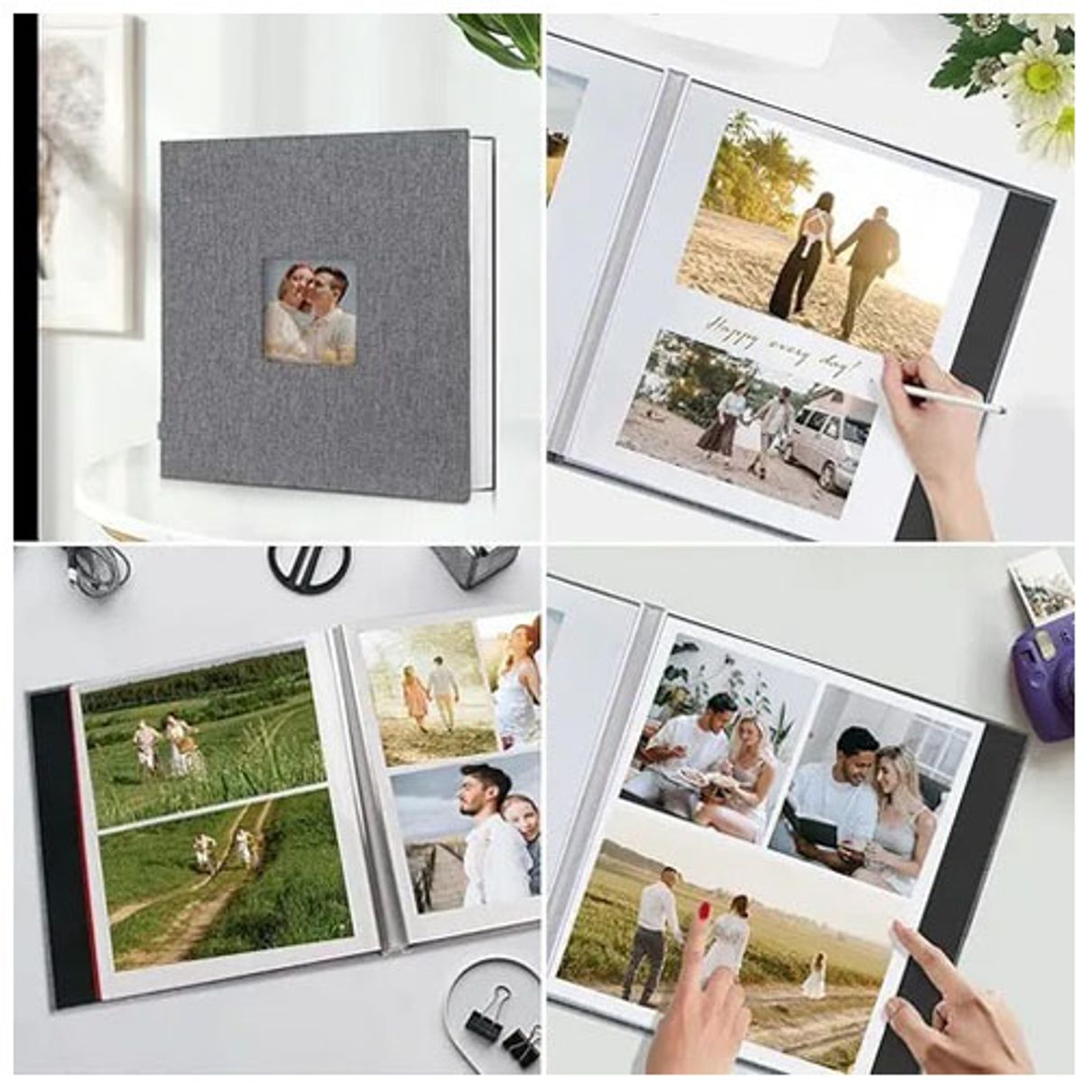 KUANGYE - Álbum de Fotos Grande Con Cubierta  Marco de Tela 40 Páginas