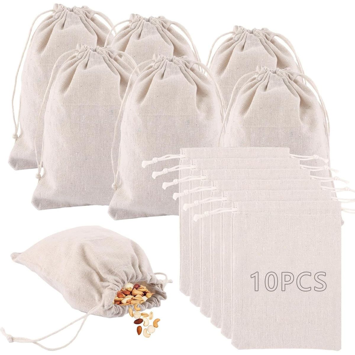 KUANGYE - 10 Bolsa De Tela Crea Tipo Saquito 15x20 Cm Fruta Bolsa