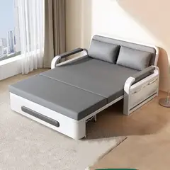 YOMYM - Sofá Cama Plegable Gris 65×158×192cm Con Bolsa De Almacenamiento