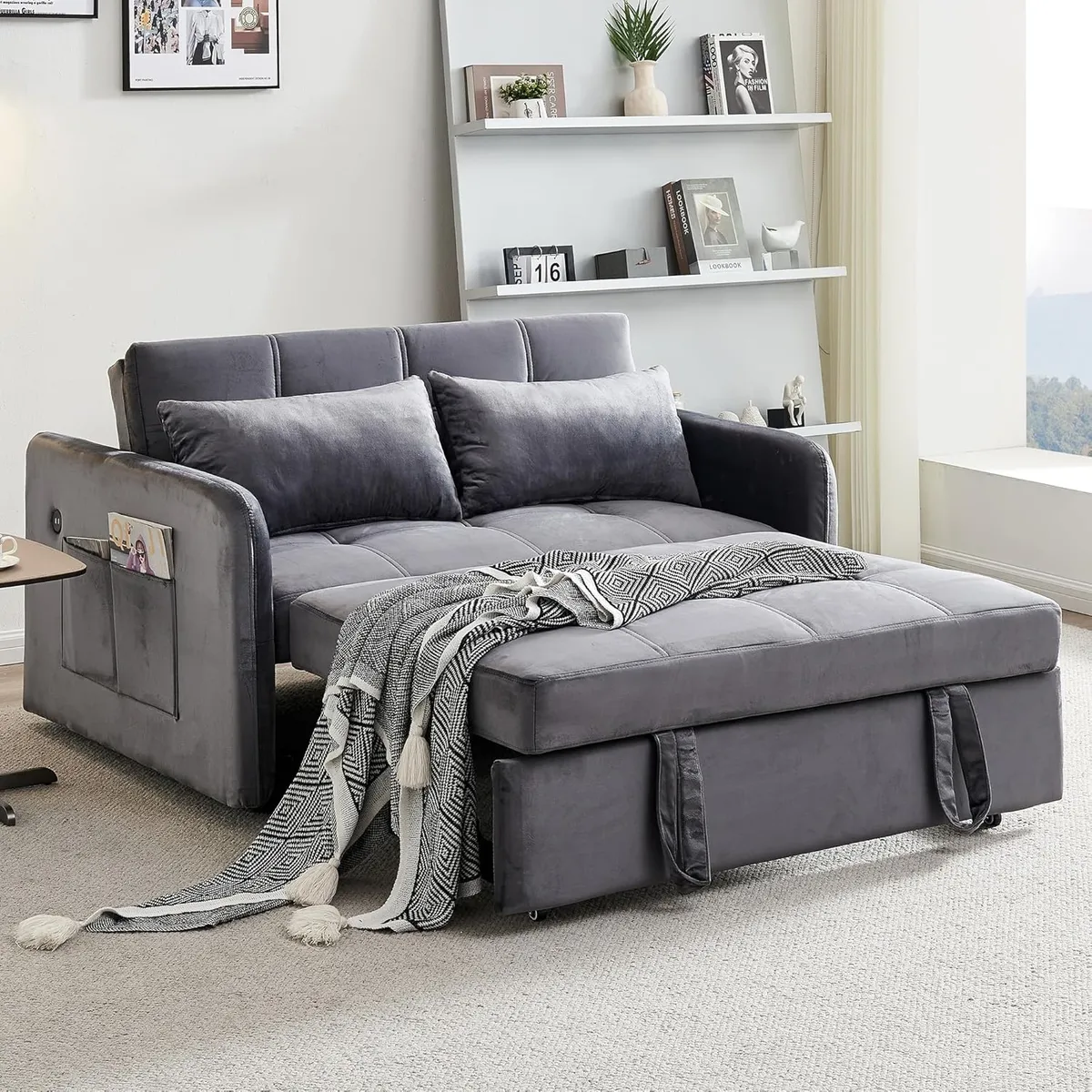 YOMYM - Sofa Cama Cuero Sintetico Base De Fierro Almacenable 140×98×82 cm