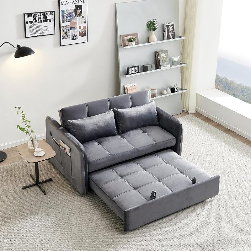 YOMYM - Sofa Cama Cuero Sintetico Base De Fierro Almacenable 140×98×82 cm