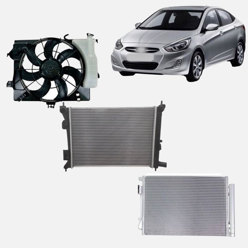 GENERICO - Radiador + Electro + Conden Hyundai Accent Rb 2011-2021 1r