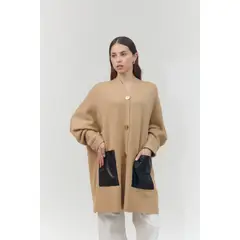 GUINDA - Cardigan abierto con bolsillos de cuero Great Guinda.