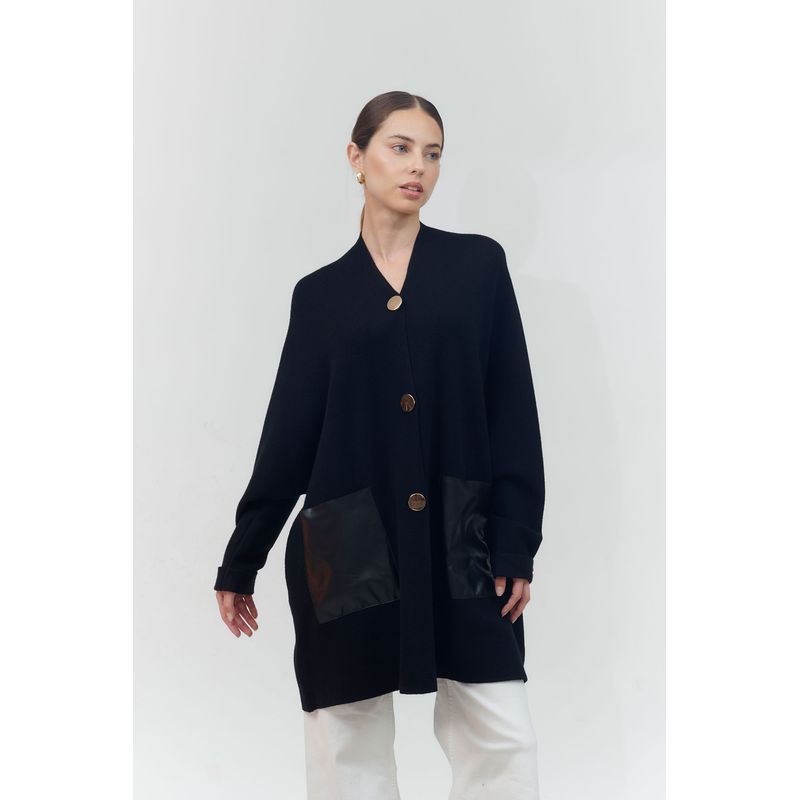 GUINDA - Cardigan abierto con bolsillos de cuero Great Guinda.