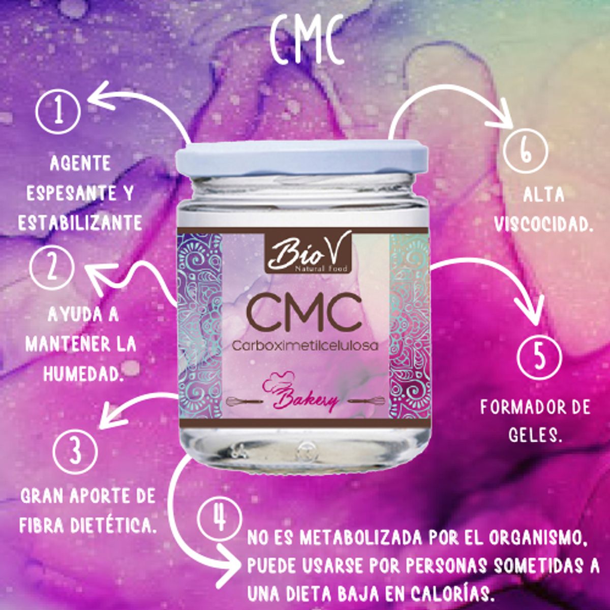 BIOV - CMC Carboximetilcelulosa 200g Sin Gluten Vegano Bio V