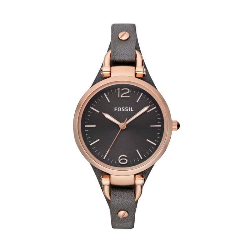 FOSSIL - Reloj Fossil Georgia ES3077 Negro De Cuero Piel Para Mujer