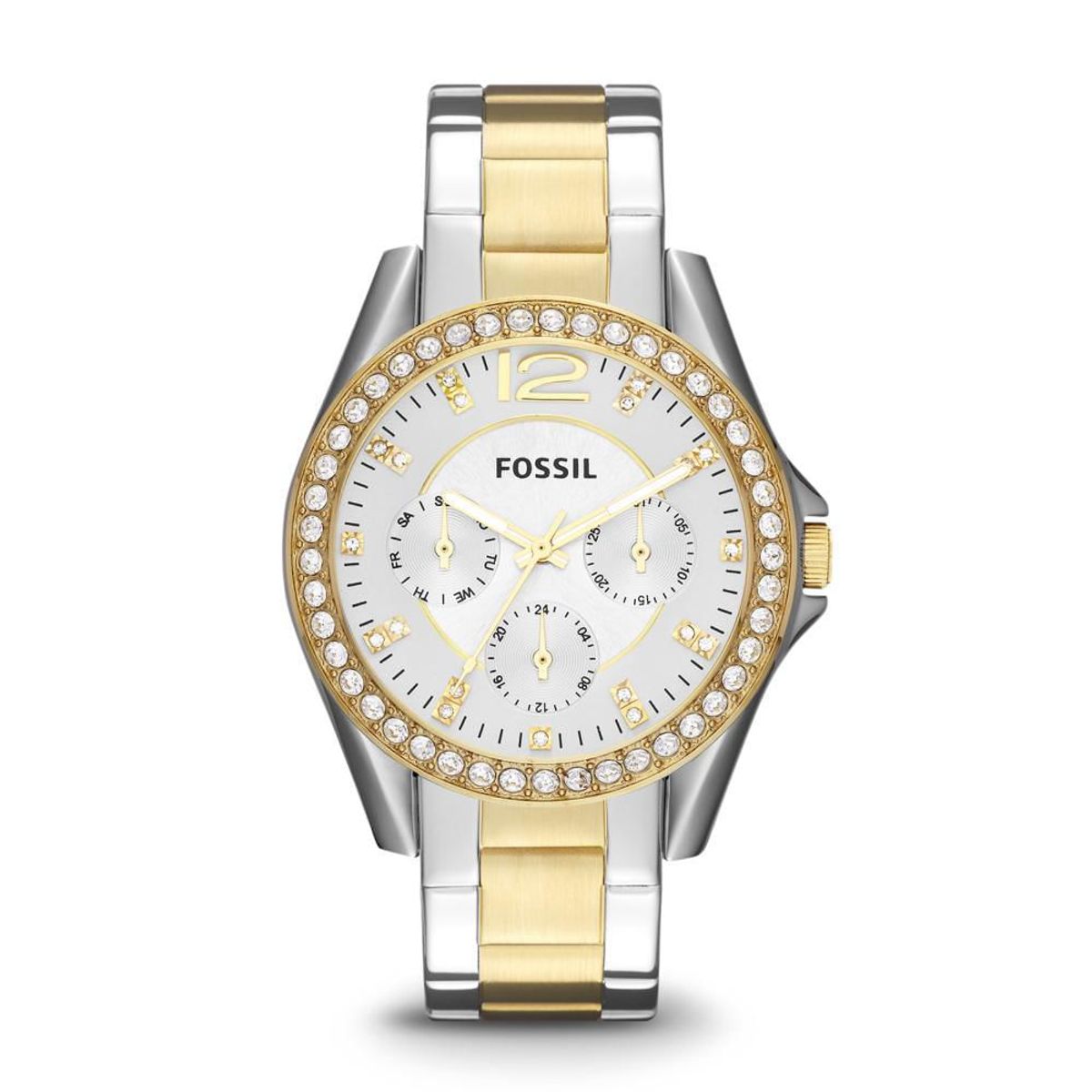 FOSSIL - Reloj Fossil Riley ES3204 Plateado Dorado De Acero inoxidable P Mujer.