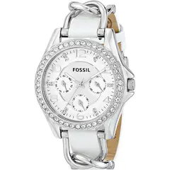 FOSSIL - Reloj Riley ES3463 Blanco De Cuero Piel Para Mujer