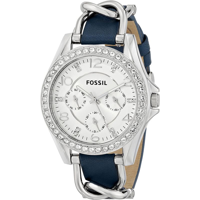 FOSSIL - Reloj Fossil Riley ES3464 Azul De Cuero Piel Para Mujer.