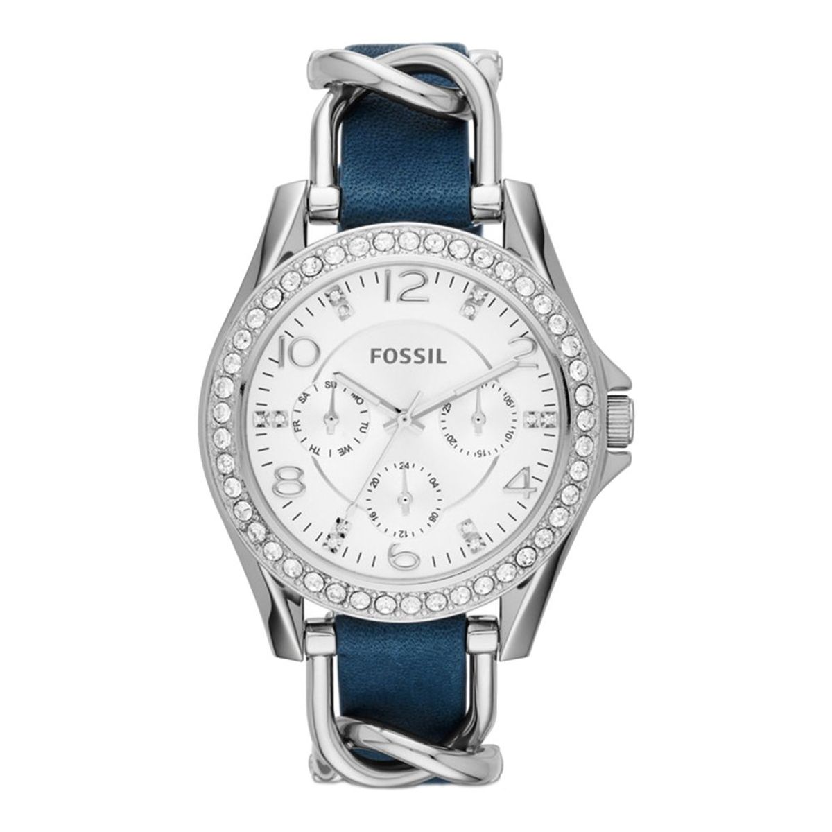 FOSSIL - Reloj Fossil Riley ES3464 Azul De Cuero Piel Para Mujer.