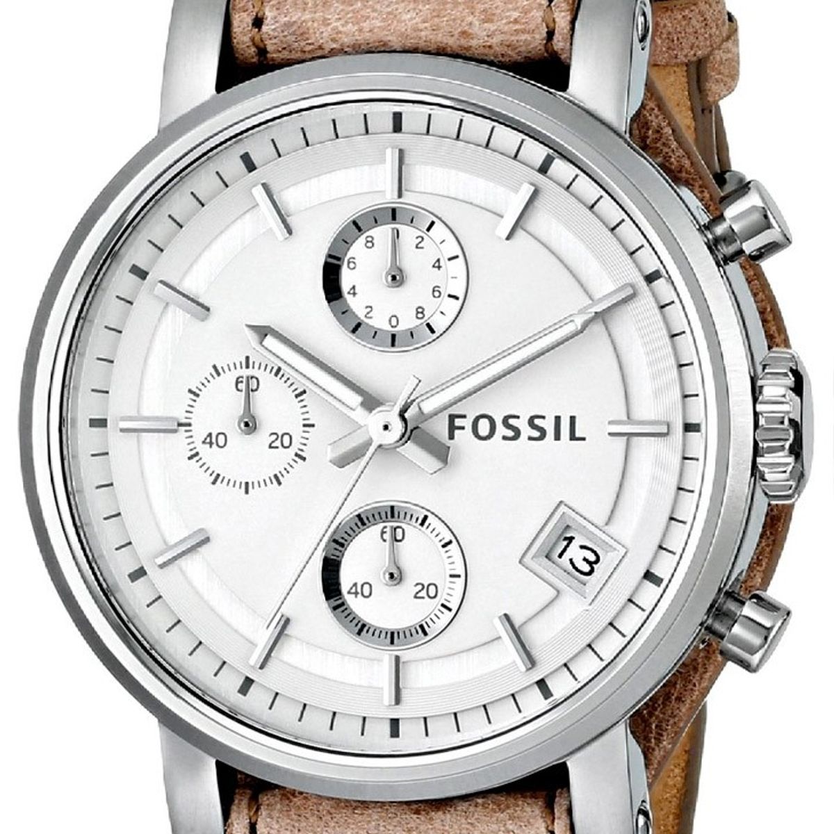 FOSSIL - Reloj Fossil Boyfriend ES3625 Beige De Cuero Piel Para Mujer.