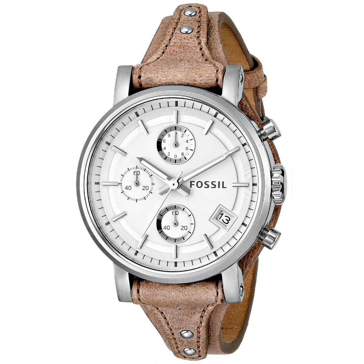 FOSSIL - Reloj Fossil Boyfriend ES3625 Beige De Cuero Piel Para Mujer.