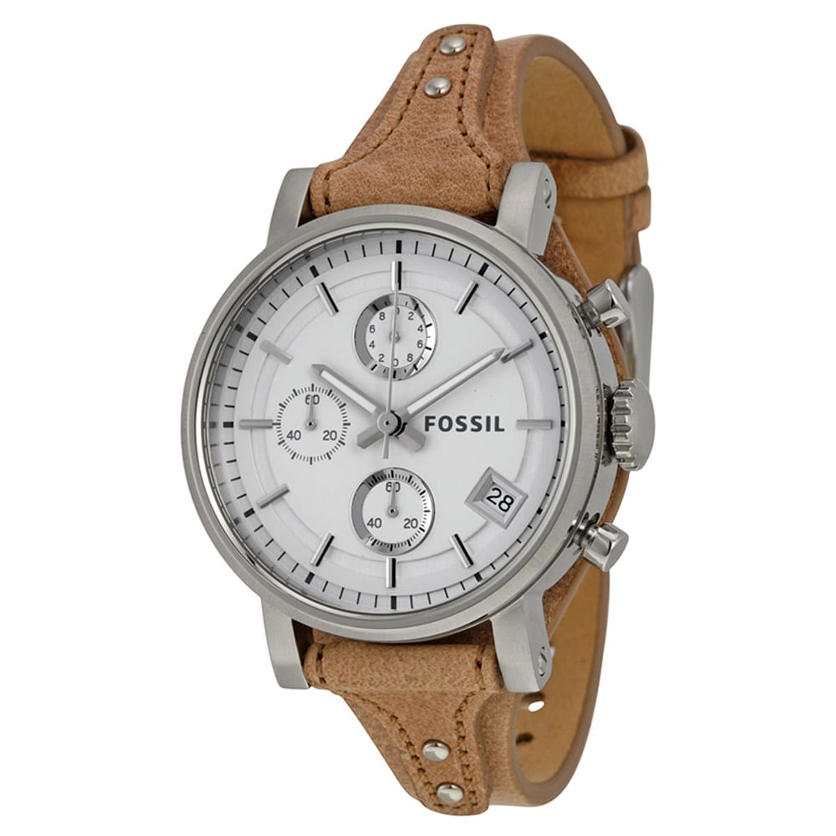 FOSSIL - Reloj Fossil Boyfriend ES3625 Beige De Cuero Piel Para Mujer.
