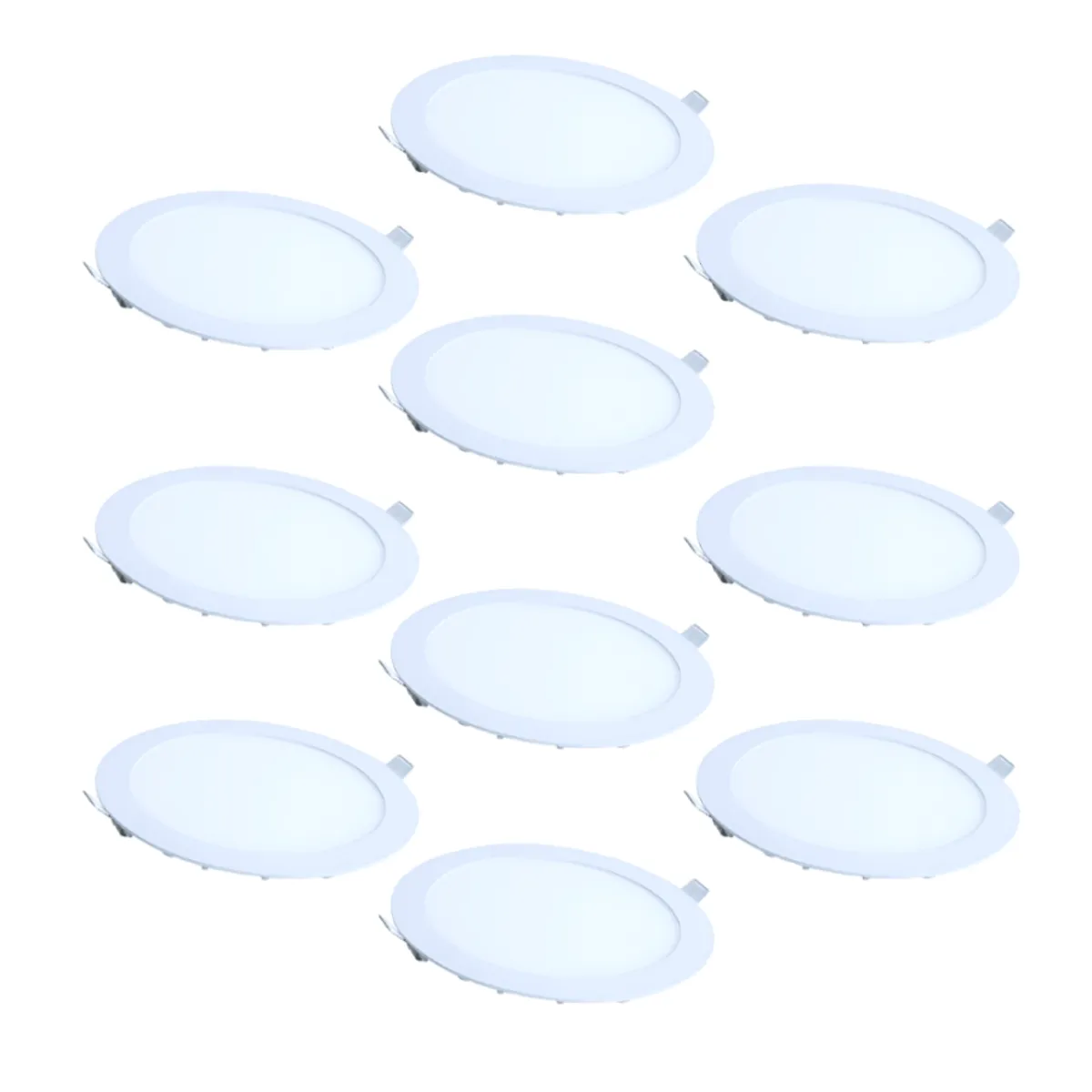 WANT - 10 Focos Panel Led 10W Redondo Embutido Luz Cálida