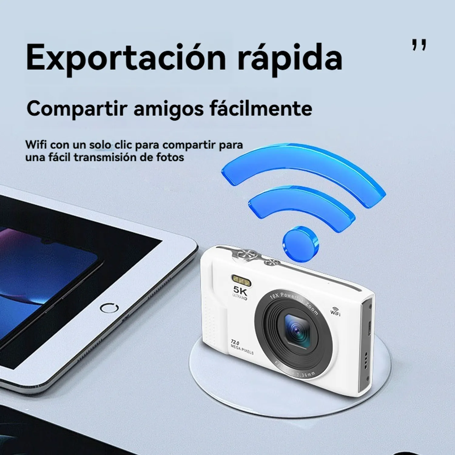 RENVMEXY Cámara Digital S95PRO Blanca 5K｜72MP con WiFi｜Memoria 