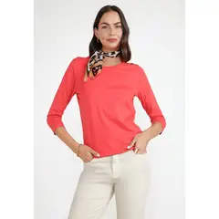 CANADIENNE - Polera Manga 3/4 Mujer Algodón Peruano Rojo