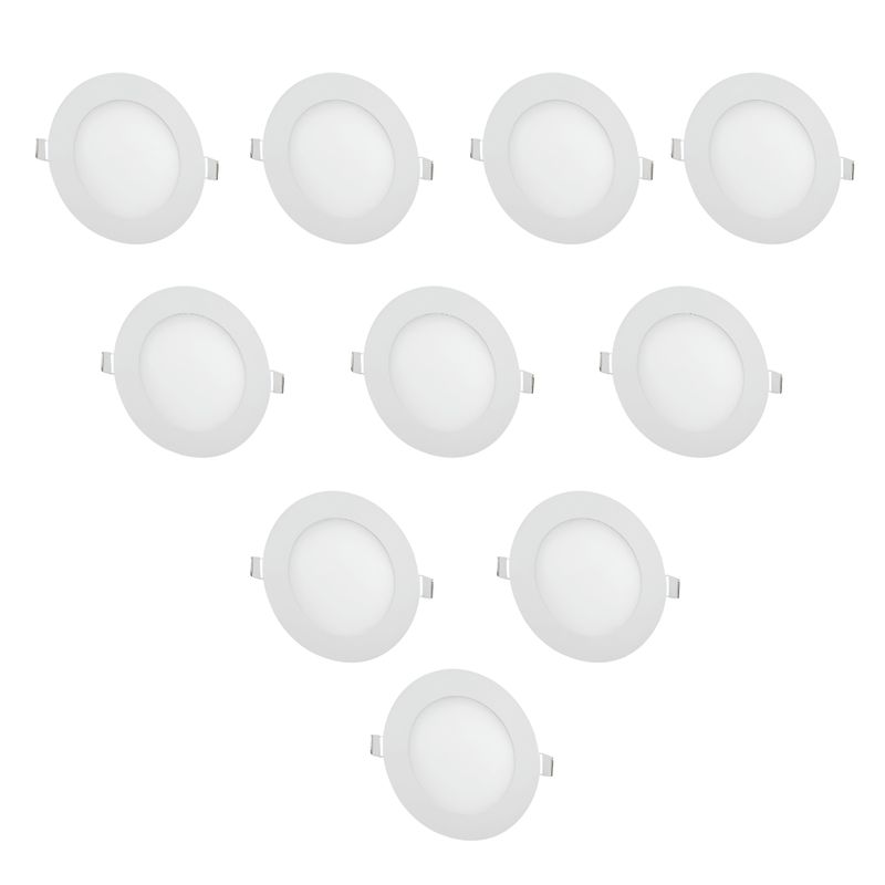 GENERICO - 10 Focos Panel Led 12W Redondo Embutido 220V Luz Cálida