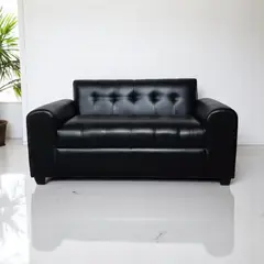 DISEÑOS VALESTRINI - SOFA TRES CUERPOS BRAZO REDONDO ECOCUERO NEGRO