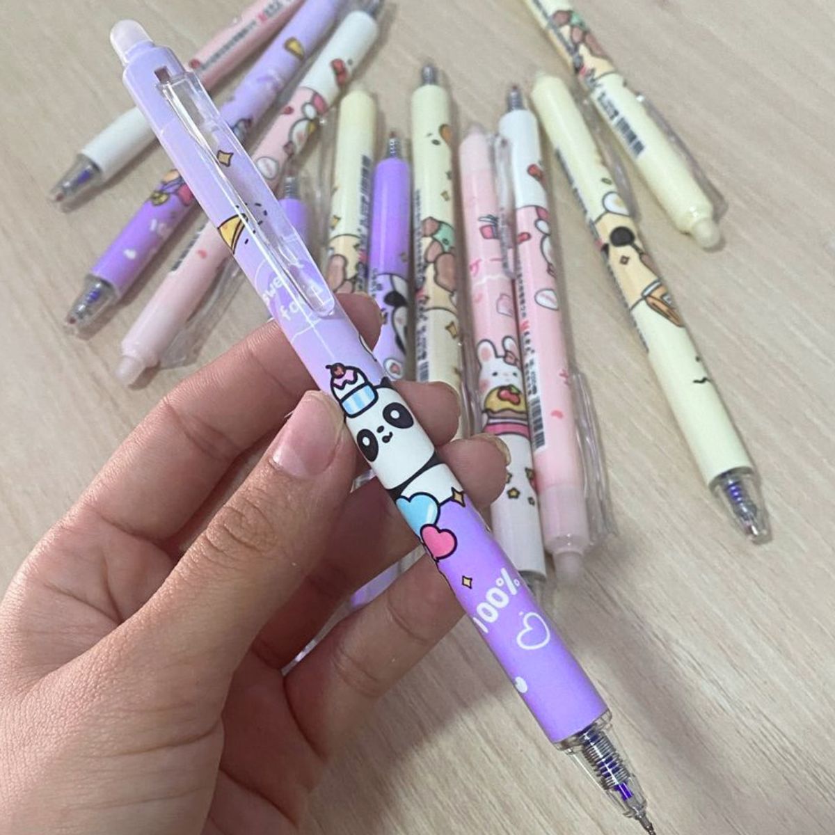 GENERICO - Pack 12 Lápices Tinta Gel 100% Borrable Diseño Kawaii