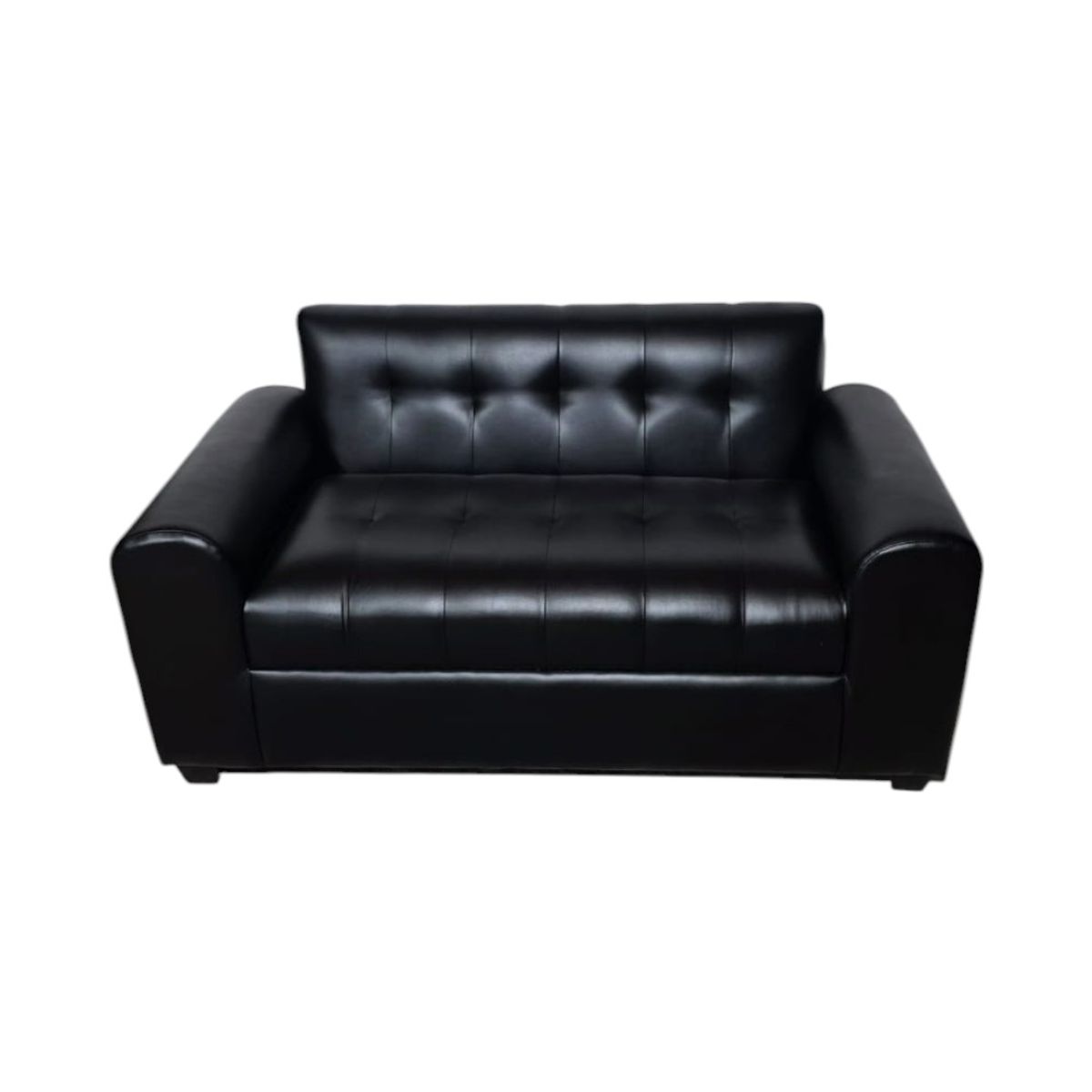 DISEÑOS VALESTRINI - SOFA DOS CUERPOS BRAZO REDONDO ECOCUERO NEGRO