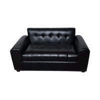 SOFA DOS CUERPOS BRAZO REDONDO ECOCUERO NEGRO