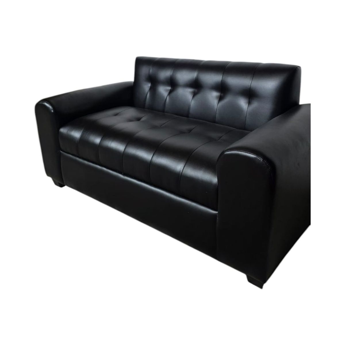 DISEÑOS VALESTRINI - SOFA DOS CUERPOS BRAZO REDONDO ECOCUERO NEGRO