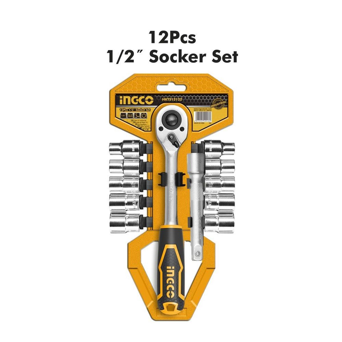 INGCO - JUEGO LLAVE DADOS media PULG 12 PIEZAS.