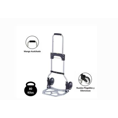 Imagen 2 del producto Carro Plegable De Carga Aluminio Tipo Yegua 80 Kilos Maximo Negro