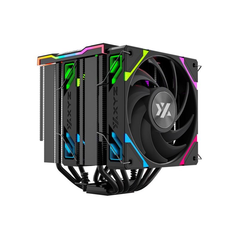 GENERICO - Disipador para CPU XYZ THERMAX 6 PRO DUO, 2x 120mm, Intel/AMD, Negro