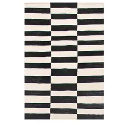 BAZHARS - Alfombra 140X200 cm Kilim Galle Op Art Bn