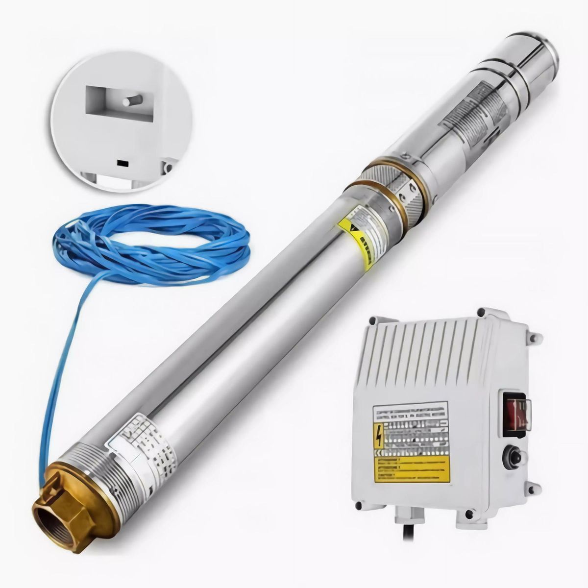 MUNDO MAGIA - Bomba Sumergible Pozo Profundo 3puLG 05hp + Cable + Control