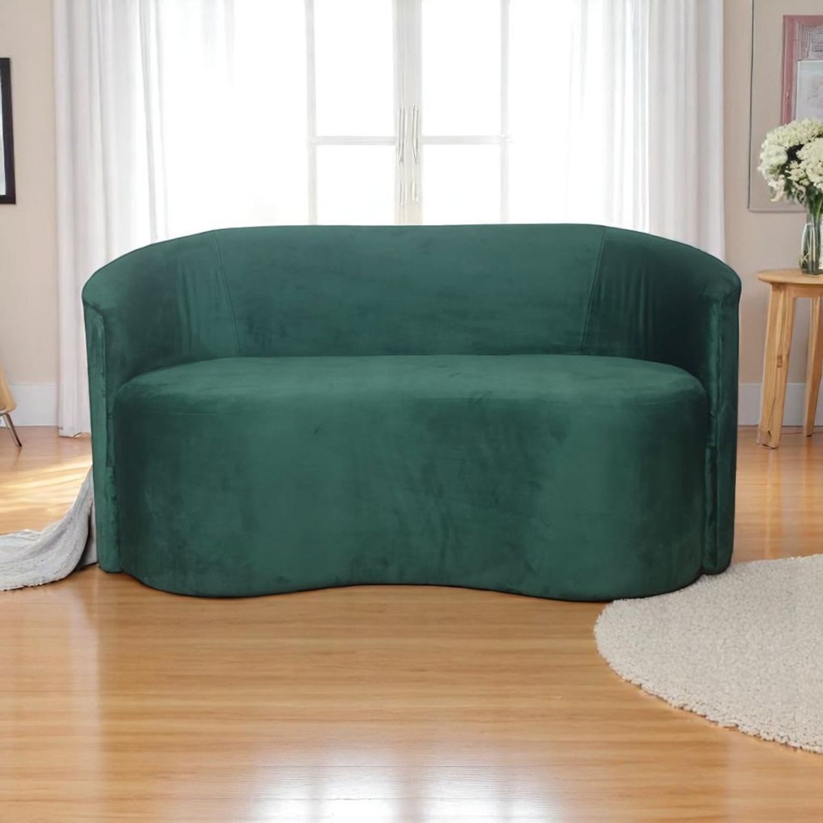 DISEÑOS VALESTRINI - SOFA MONACO CURVO FELPA VERDE